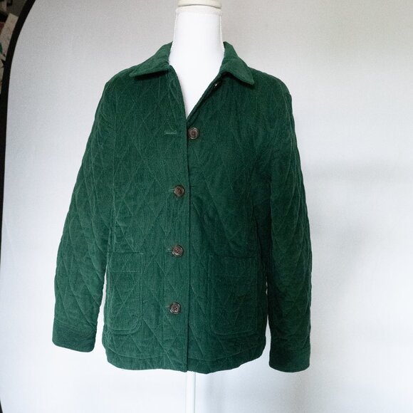 Talbot's Quilted Corduroy Coat, Green, Size M - Picture 10 of 11